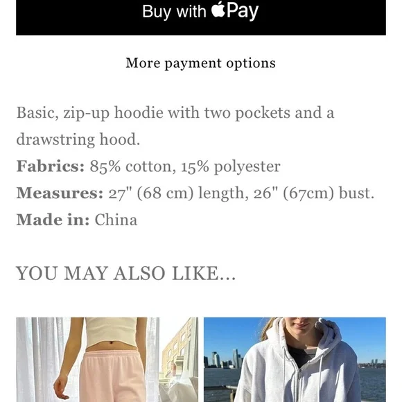 Brandy Melville Christy Zip-Up Gray Hoodie {315} - Picture 15 of 15